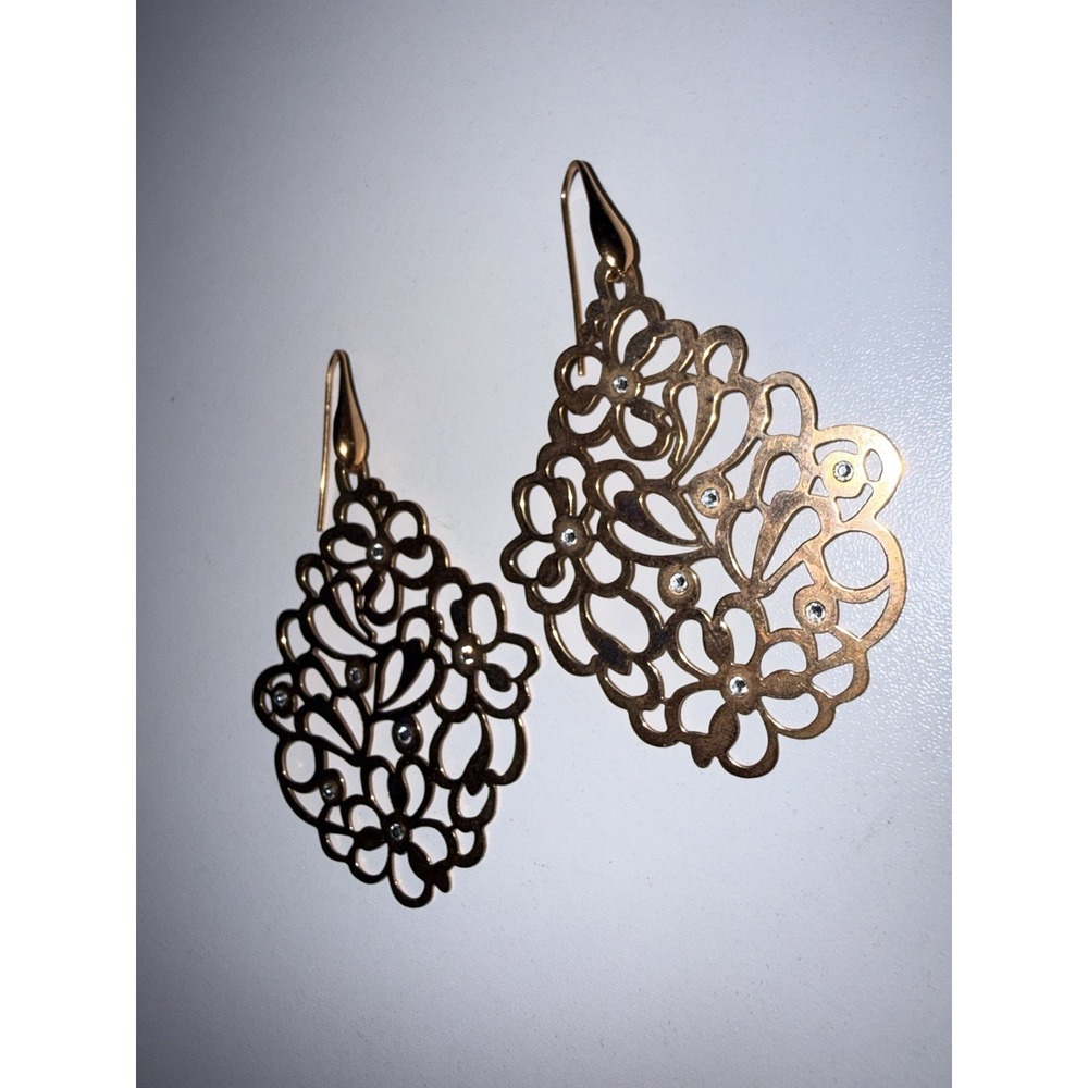 Bronze Milor Italy Cut‎ Out Open Work Floral Dangle Earrings